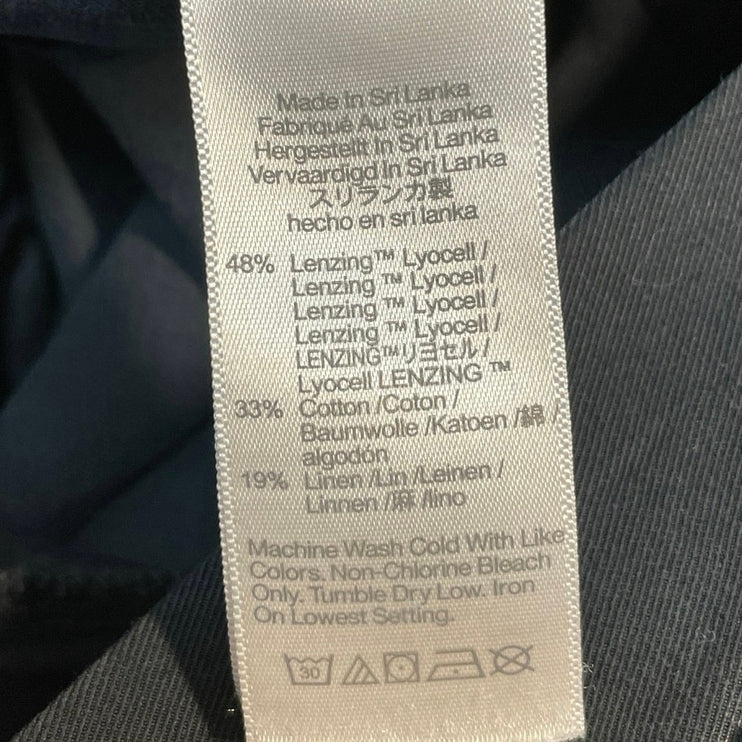 Madewell Womens Black Linen Blend Pleated Wide Leg Baggy Trousers Pants Size 10T