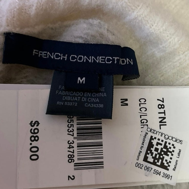 NEW French Connection Cream Gray Fair Isle Long Sleeve Turtleneck Sweater Top M