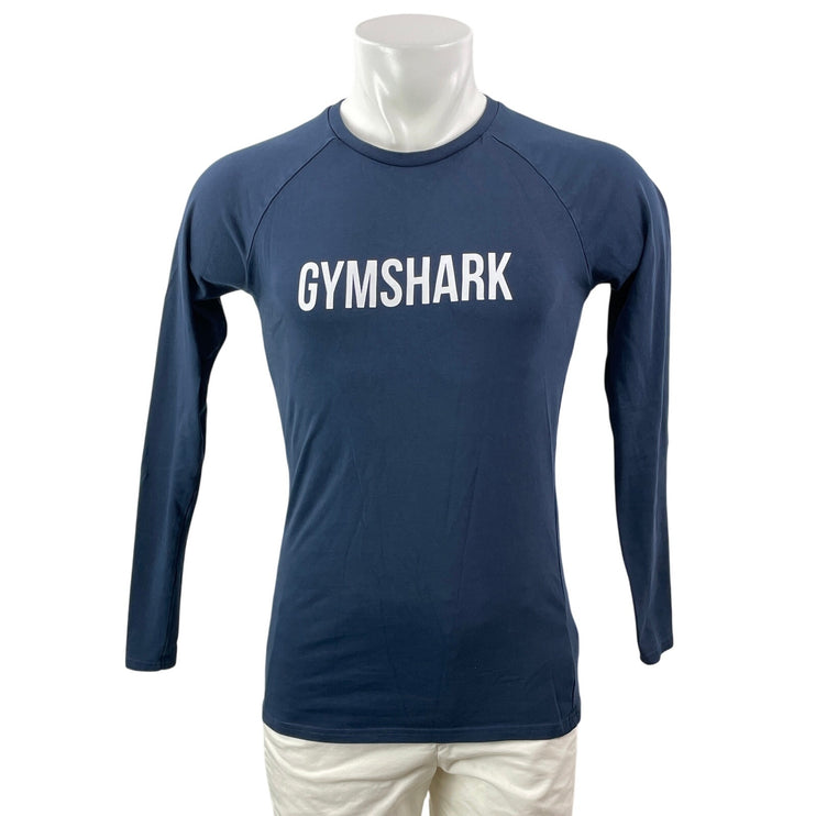 Gymshark Apollo Women's Blue Long Sleeves Logo Print Crew Neck Tee T-shirt Top S