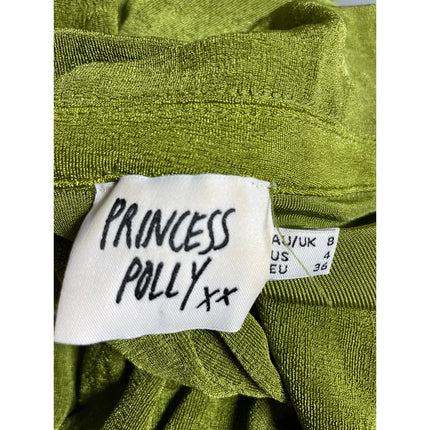 Princess Polly Party Time Green Velour Long Sleeve Mini A-Line Wrap Dress Sz 4