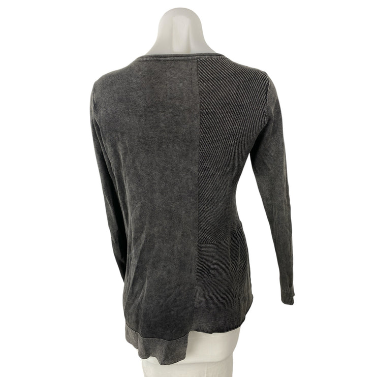 M. Rena Women's Black Washed Asymmetric Long Sleeve Tunic Blouse Top Size S