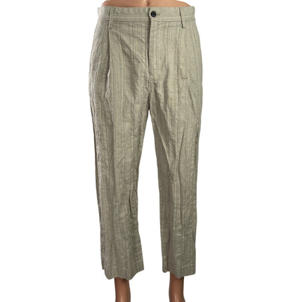 Urban Revivo Womens Beige Pleated High Waisted Straight Leg Trousers Pants Sz S