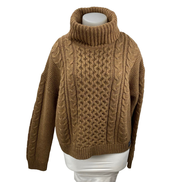 Superdry Vintage Athletic Wool Cable Knit Turtle Neck Long Sleeve Sweater Top 12