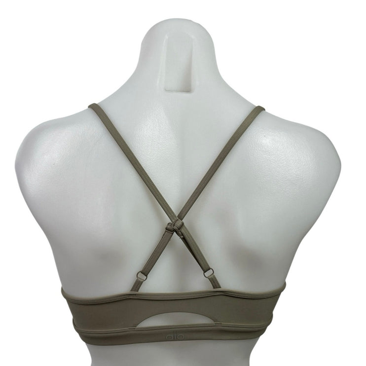 Alo Yoga Airlift Intrigue Gray Cross Back Yoga Athletic Sports Bra Crop Top Sz S