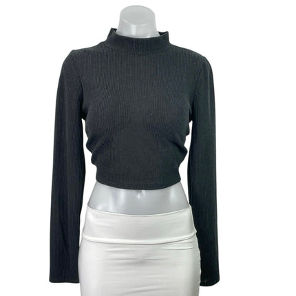 Madewell Black Mock Neck Long Sleeve Crop Tee T-Shirt Sweatshirt Sweater Top M