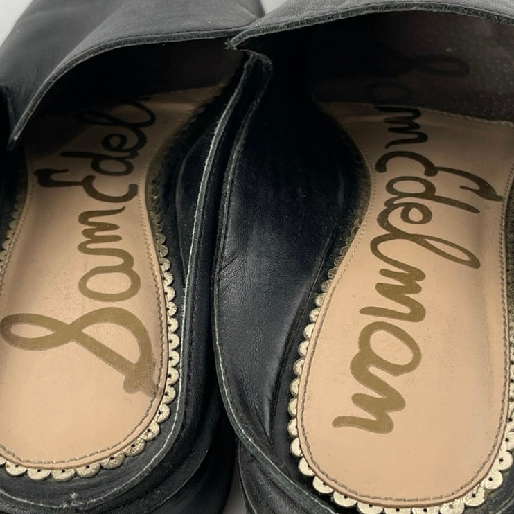 Sam Edelman Lewellyn Black Studded Leather Almond Toe Flats Loafer Mules Size 7