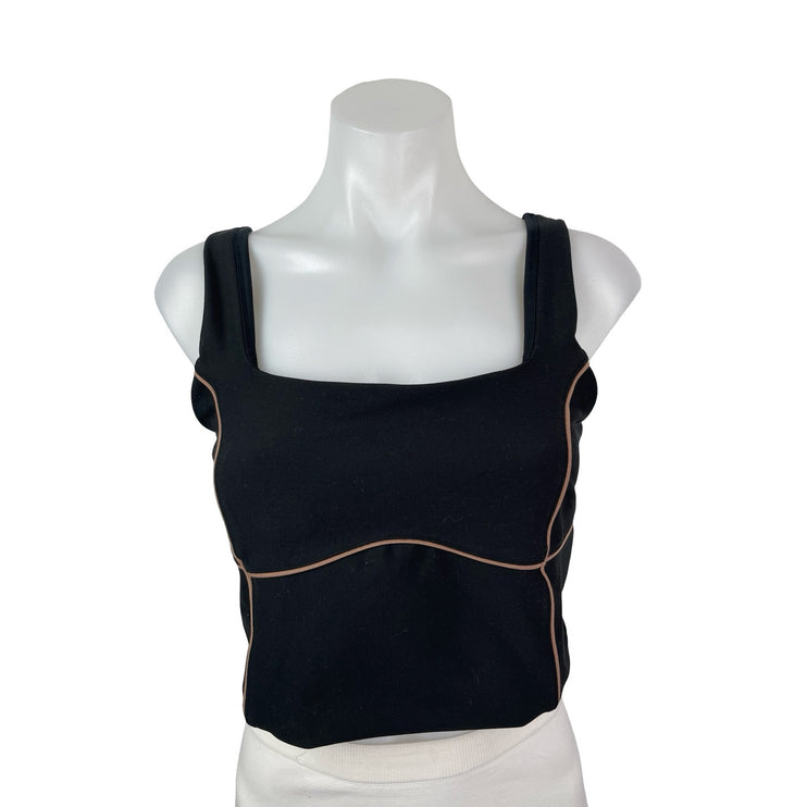 YPB Women's Black Sleeveless Cami Yoga Workout Running Athletic Crop Top Size L