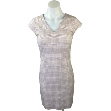 NEW Ann Taylor Pink Plaid V-Neck Cap Sleeve Career Sheath Mini Pencil Dress Sz 0
