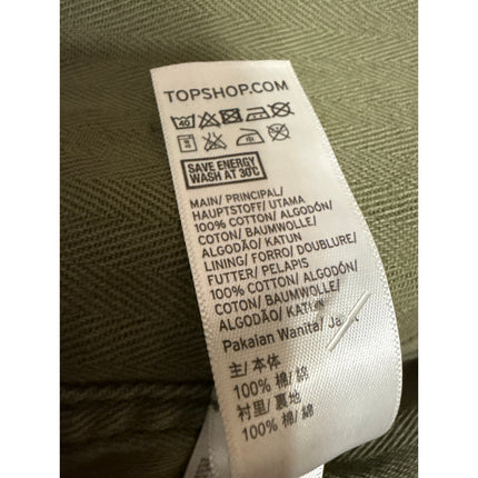 Topshop Women's Green Khaki Button Down Long Sleeve Cargo Military Jacket Size 2