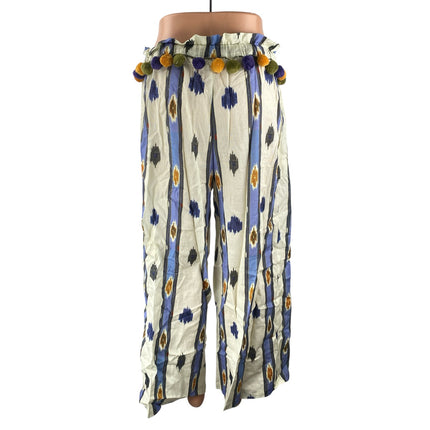 Anthropologie x Ollari Pom Pom Women's Boho Palazzo Wide Leg Trousers Pants Sz S