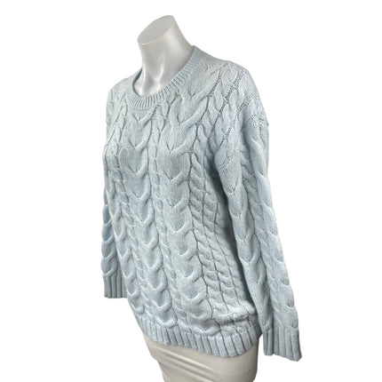 Rachel Parcell Women's Baby Blue Pastel Cable Knit Long Sleeve Sweater Top Sz L