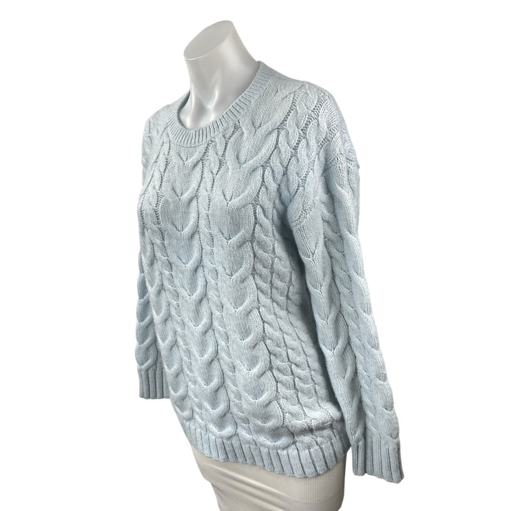 Rachel Parcell Women's Baby Blue Pastel Cable Knit Long Sleeve Sweater Top Sz L