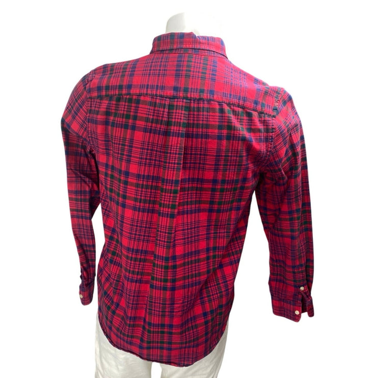 Ralph Lauren Men's Red Plaid Flannel Long Sleeve Button Up Shirt Top Size XL
