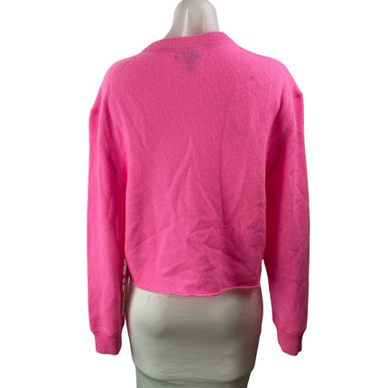 NEW Aqua Women's Pink Cashmere Long Sleeves Cropped Pullover Sweater Top Size S