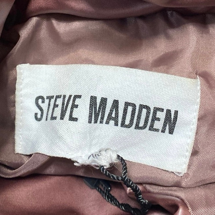 Steve Madden Metallic Dust Pink Turtleneck Full Zip Puffer Quilted Jacket Sz XS