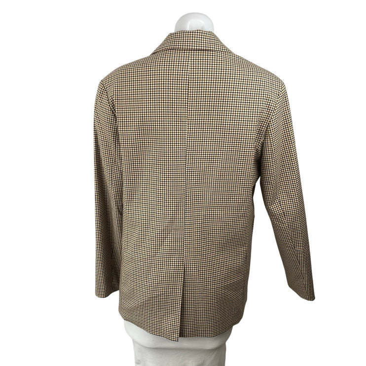 Oak + Fort Women's Plaid Check Notched Collar Long Sleeve Blazer Coat Jacket XS