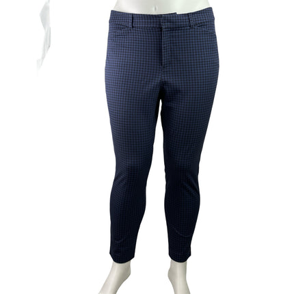 Old Navy Pixie Skinny Womens Blue Houndstooth High Waisted Trousers Pants Sz 16