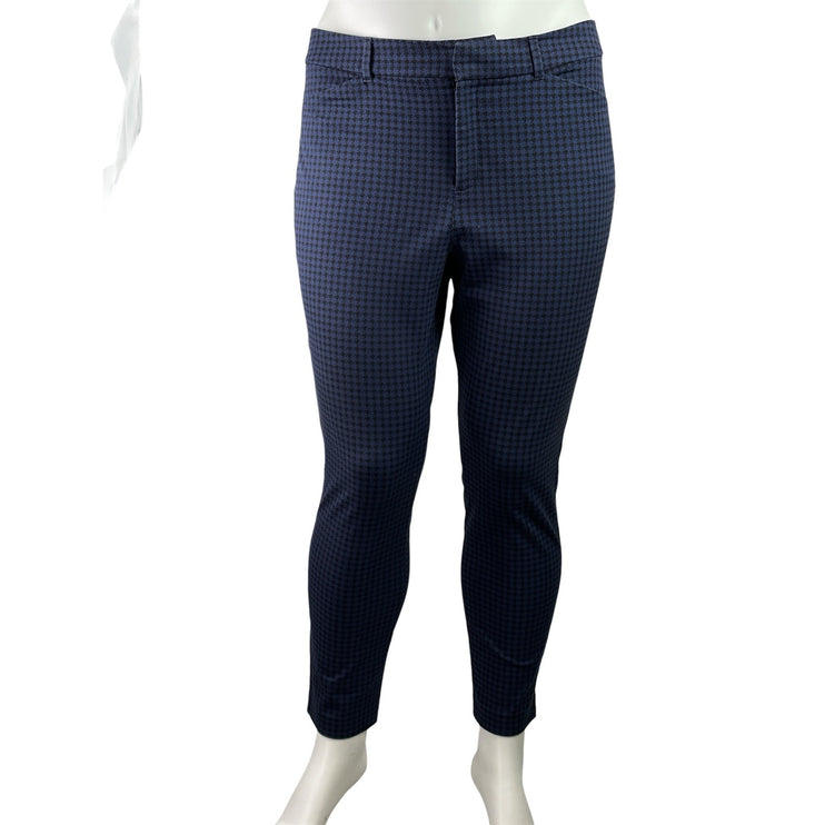Old Navy Pixie Skinny Womens Blue Houndstooth High Waisted Trousers Pants Sz 16