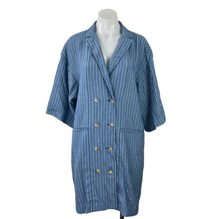 Anthropologie Maeve Helmi Blue Pinstripe Double Breasted Blazer Mini Dress S