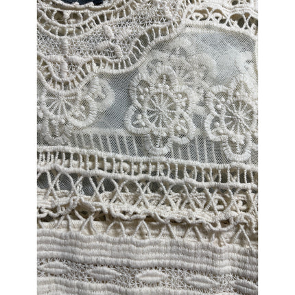 Sunday in Brooklyn Cream Crochet Embroidered Cover Up Mini Tank Shift Dress Sz S