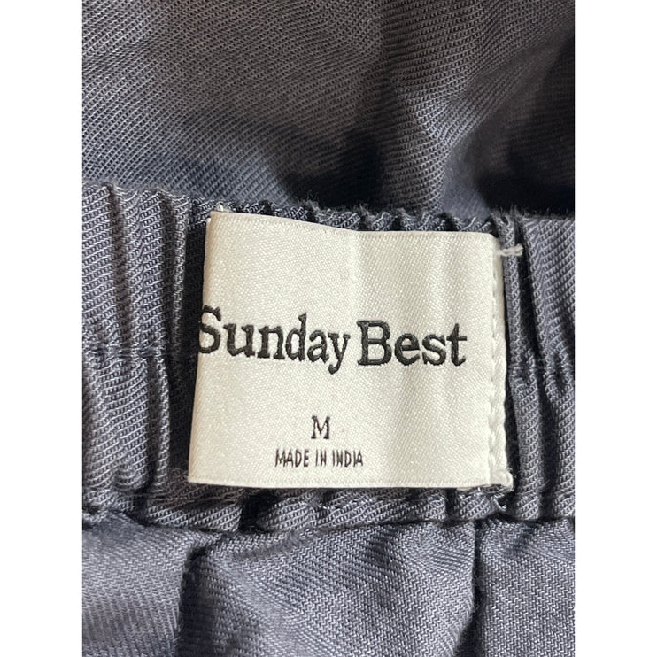 Aritzia Sunday Best Blue Gray Elastic Waist Tiered Maxi Flare A-Line Skirt Sz M