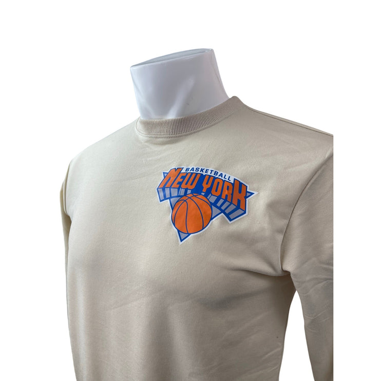 Men's Beige New York Knicks Jalen Brunson 11 NBA Long Sleeve Sweatshirt Top S