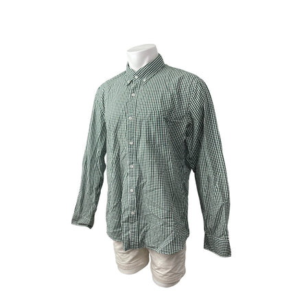 J.Crew Men's Green Slim Gingham Check Long Sleeve Button Down Shirt Top Size XL