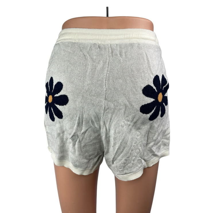 Ekouaer Women's White Floral High Rise Drawstring Sleepwear Lounge Shorts Size M