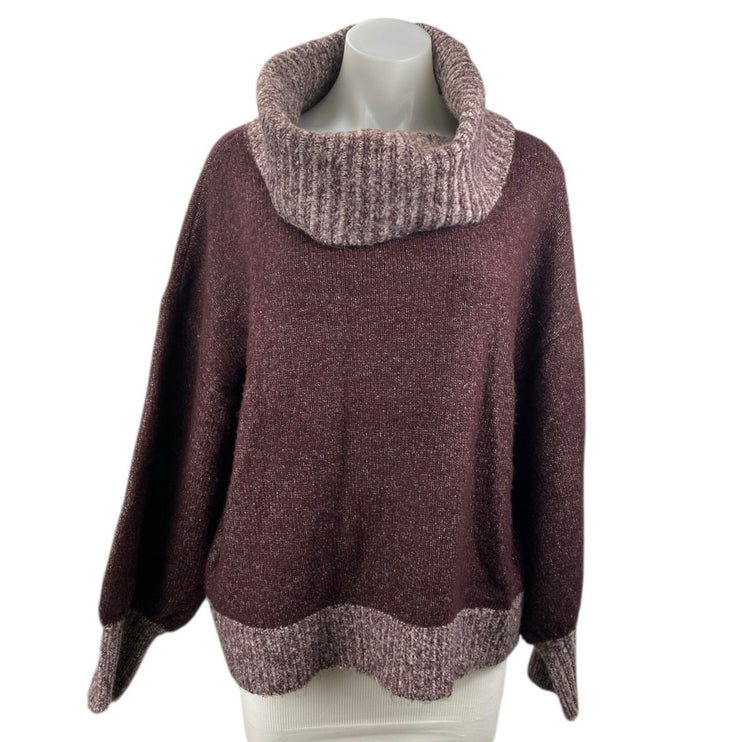 Nine West Women's Maroon Red Turtleneck Long Sleeve Knit Sweater Top Size L