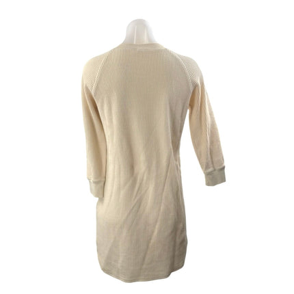 Uniqlo Women's Cream Waffle Knit Long Sleeve Winter Mini Sheath Sweater Dress XS