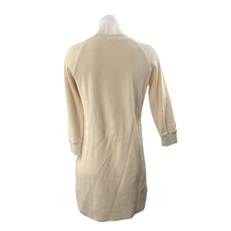 Uniqlo Women's Cream Waffle Knit Long Sleeve Winter Mini Sheath Sweater Dress XS