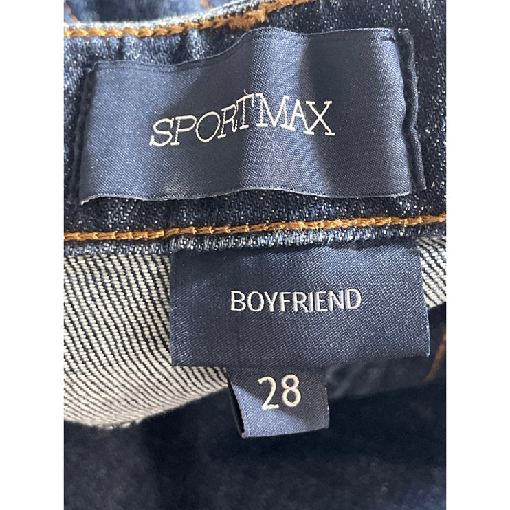 Sportmax Women's Blue High Waisted Boyfriend Straight Leg Denim Jeans Size 28