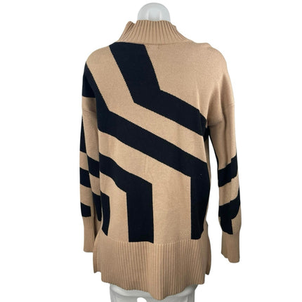 River Island Tan Black Colorblock Knit Long Sleeve Turtleneck Sweater Top Size S