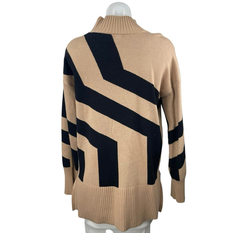 River Island Tan Black Colorblock Knit Long Sleeve Turtleneck Sweater Top Size S