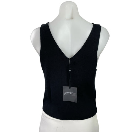 NEW Marled Women's Black Ribbed Knit V Neck Sleeveless Knit Tank Top Size L