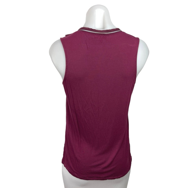 Reiss Red Silk Blend V Neck Ruffle Sleeveless Pullover Career Blouse Top Size 2