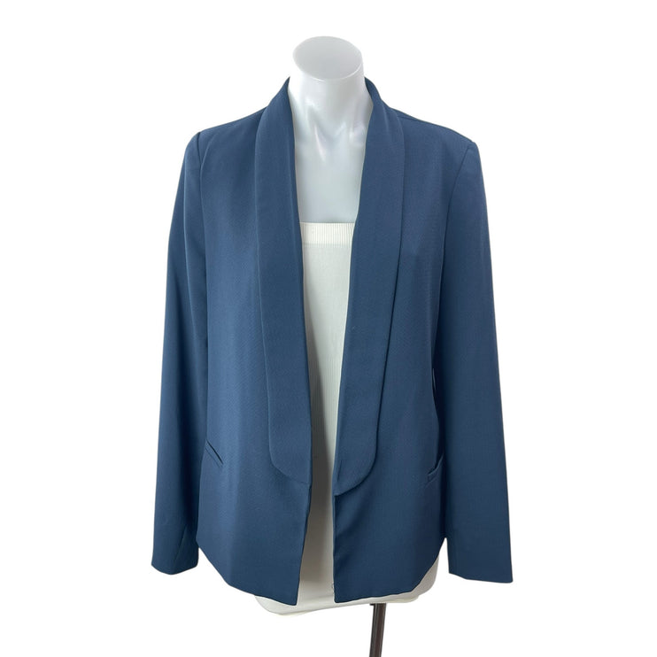 Forever 21 Women's Blue Shawl Collar Open Long Sleeve Blazer Coat Jacket Size M