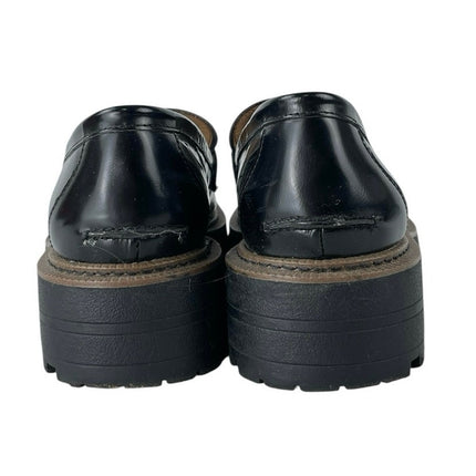 Sam Edelman Laurs Black Leather Chunky Lug Sole Slip On Platform Loafer Shoes 10