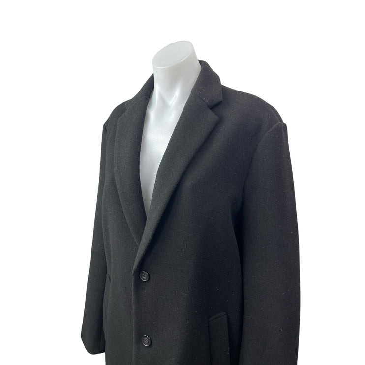 Zara Women's Black Long Sleeve Collared Longline 4 Way Trench Coat Jacket Size M