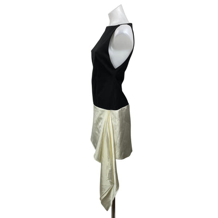 NEW Zara Black Ivory Sleeveless Boat Neck Satin Silk A Line Mini Dress Size S