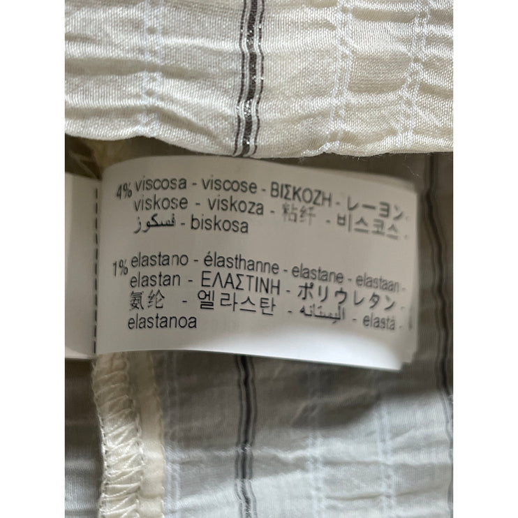 Zara Women's Cream Striped Crinkled Long Sleeve Cropped Blazer Shirt Top Size XS