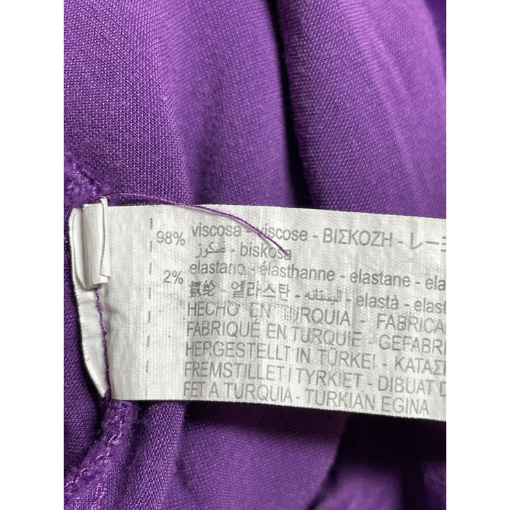 Zara Women's Purple High Rise Pleated Palazzo Wide Leg Trousers Dress Pants Sz M