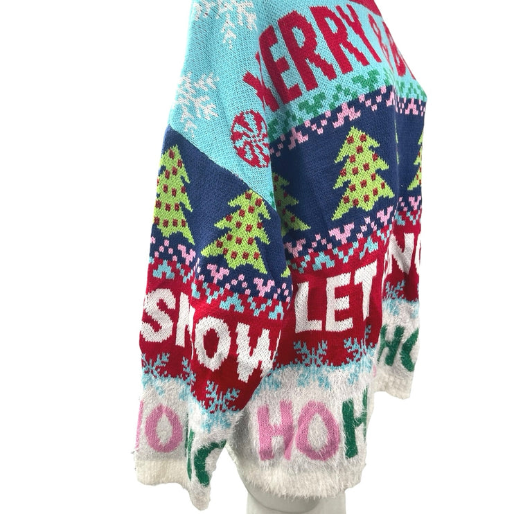 NEW 33 Degrees Merry & Bright Multicolor Oversized Holiday Sweater Top Size L