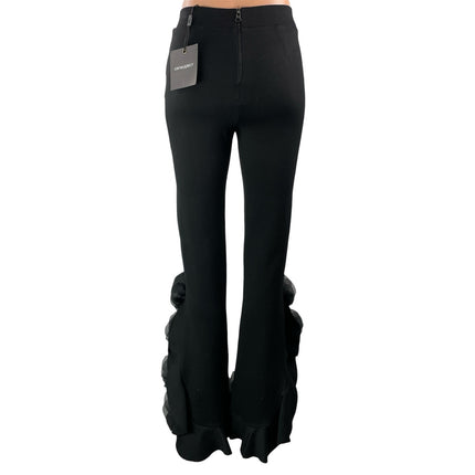 NEW Cynthia Rowley Organza Flower Ponte Knit High Rise Flared Trouser Pants Sz 2