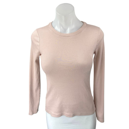 Club Monaco Women's Pink Ribbed Knit Long Sleeve Crew Neck Sweater Top Size S