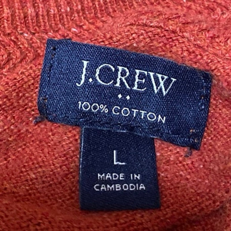 J.Crew Mens Orange Cotton 1/4 Zip High Neck Long Sleeve Pullover Sweater Top L