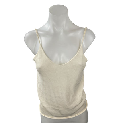 Zara Women's Cream Sleeveless V Neck Knit Blouse Cami Camisole Tank Top Size S