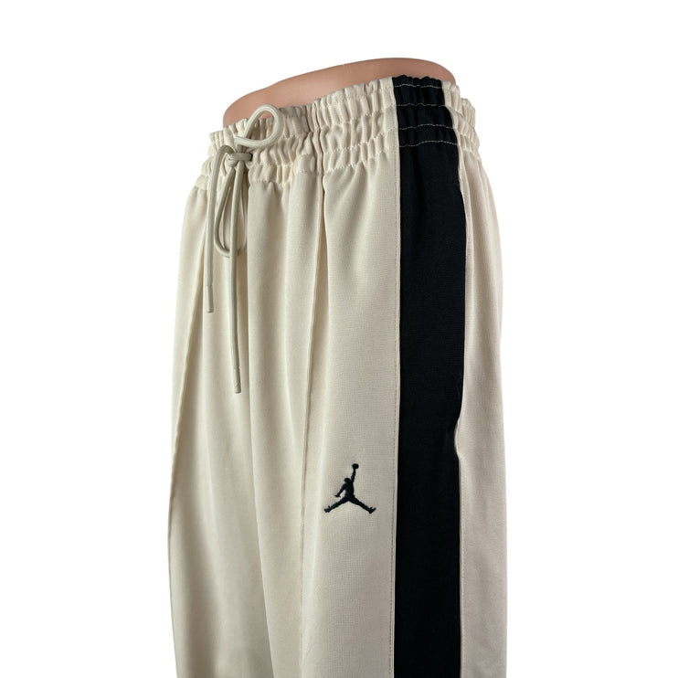 Jordan Womens Beige Black Wide Leg High Rise Workout Athletic Track Pants Size M