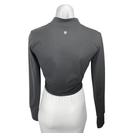 Yogalicious Women's Black 1/4 Zip Long Sleeve Workout Athletic Crop Top Size S