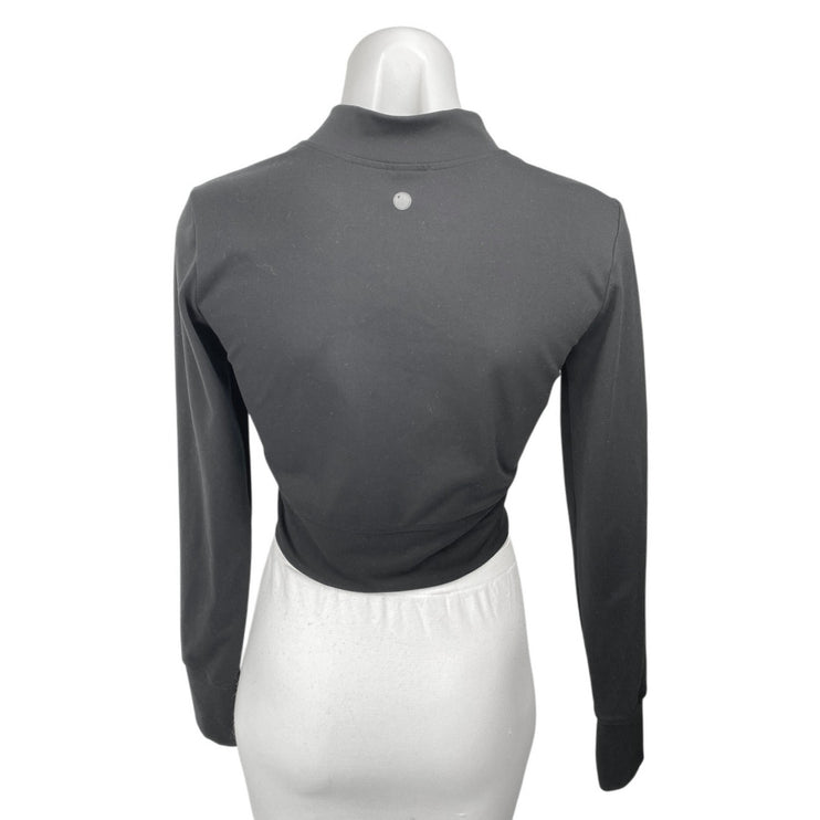 Yogalicious Women's Black 1/4 Zip Long Sleeve Workout Athletic Crop Top Size S